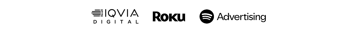 IQVIA Digital, Roku, Spotify Advertising logos